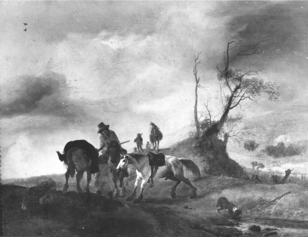 Cacciatori a cavallo (dipinto) di Wouwerman Philps (sec. XVII)