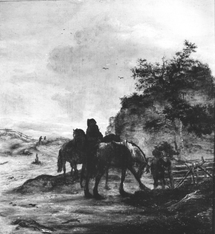 Paesaggio con cavalli (dipinto) di Van den Broeck Crispin (sec. XVI)