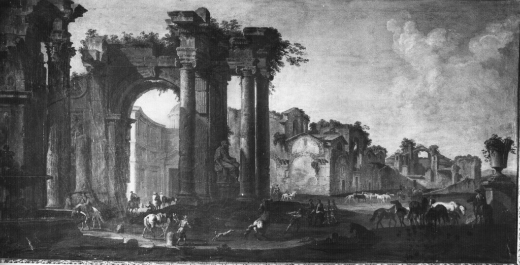 Veduta delle Terme di Diocleziano (dipinto) di Pannini Giovanni Paolo (sec. XVIII)