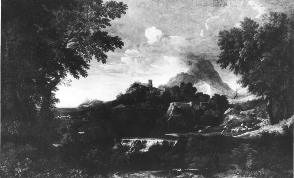 Paesaggio con Rinaldo e Armida (dipinto) di Dughet Gaspard detto Pussino (sec. XVII)