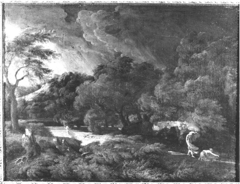 Paesaggio tempestoso (dipinto) di Dughet Gaspard detto Pussino (sec. XVII)