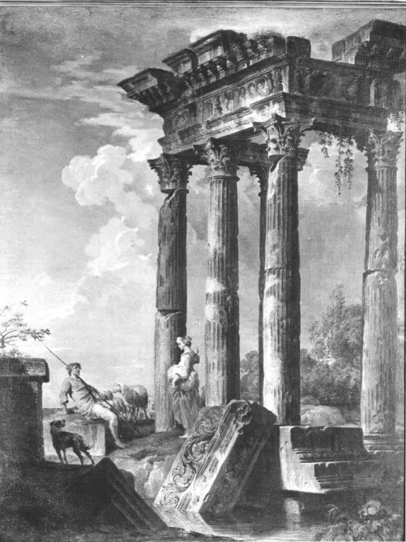 Rovine con pastori (dipinto) di Pannini Giovanni Paolo (sec. XVIII)