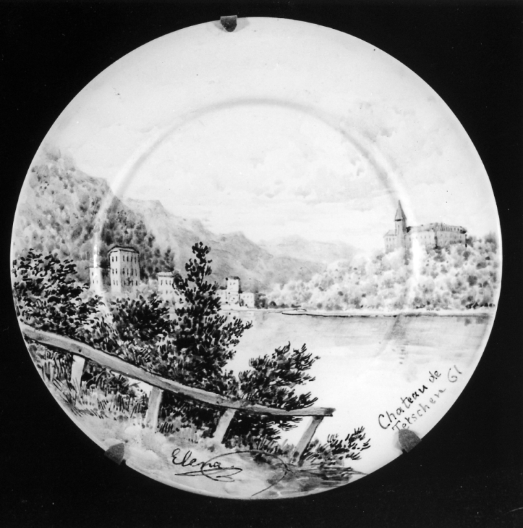 Chateau Tetschen (piatto) di Borghese Appony Elena (sec. XIX)