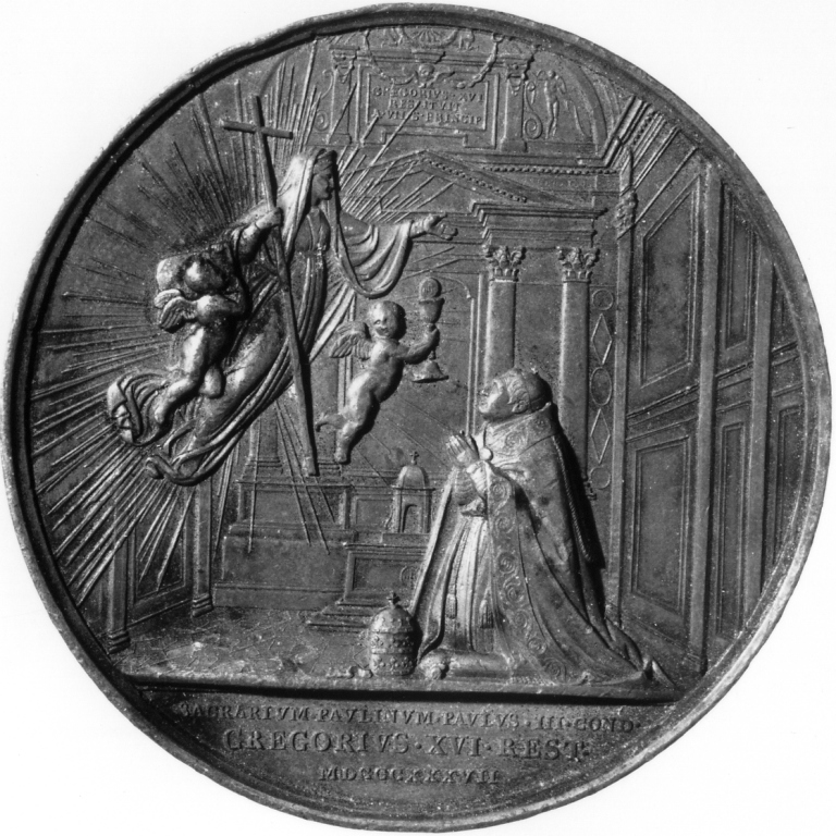 Ritratto di papa Gregorio XVI (medaglia) di Girometti Pietro (sec. XIX)