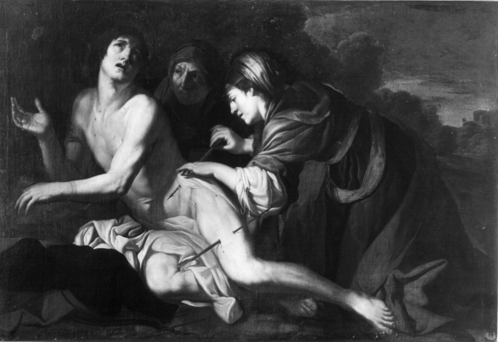 San Sebastiano è curato dalla vedova Irene che estrae le frecce (dipinto) di Rustici Francesco detto Rustichino (sec. XVII)
