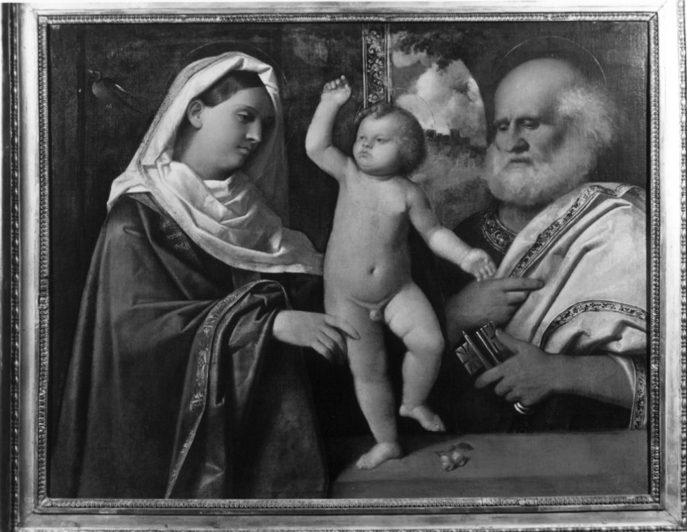 Madonna con Bambino e san Pietro (dipinto) di Busi Giovanni detto Cariani (sec. XVI)
