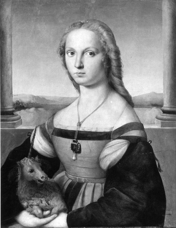 Ritratto di dama con liocorno (dipinto) di Sanzio Raffaello (sec. XVI)
