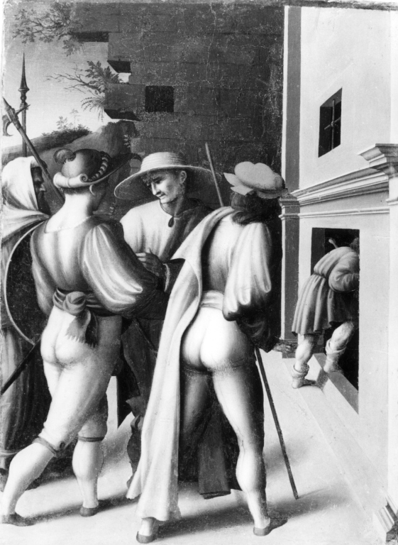 Storie di Giuseppe l'ebreo: l'arresto dei fratelli (dipinto) di Ubertini Francesco detto Bachiacca (sec. XVI)