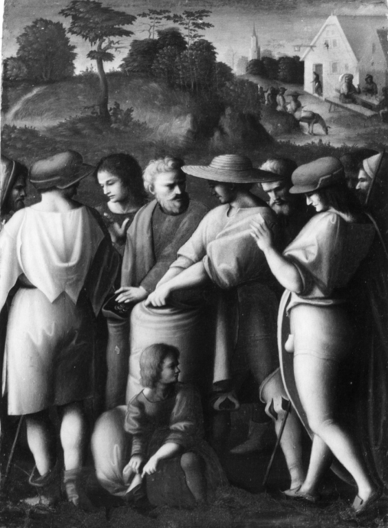 Storie di Giuseppe l'ebreo: ricerca della coppa rubata (dipinto) di Ubertini Francesco detto Bachiacca (sec. XVI)