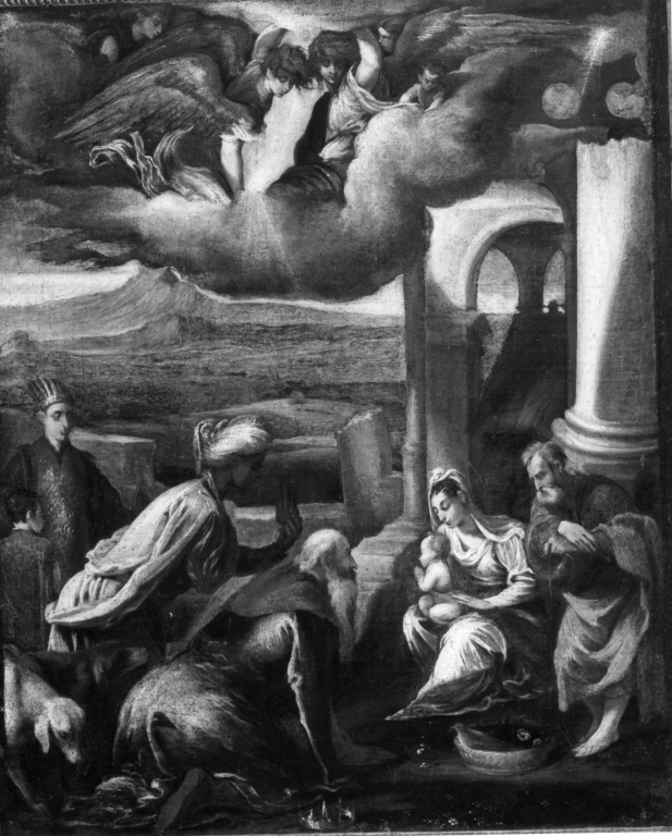 Adorazione dei Magi (dipinto) di Da Ponte Jacopo detto Jacopo Bassano (cerchia) (sec. XVI)