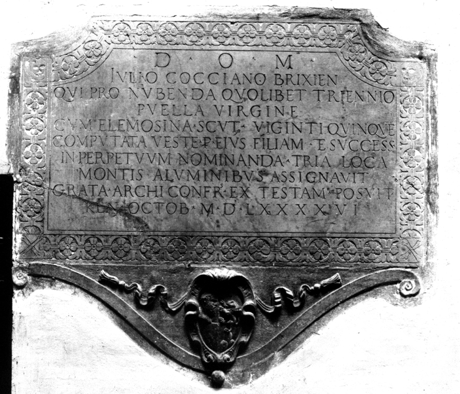 lapide commemorativa - ambito laziale (sec. XVI)