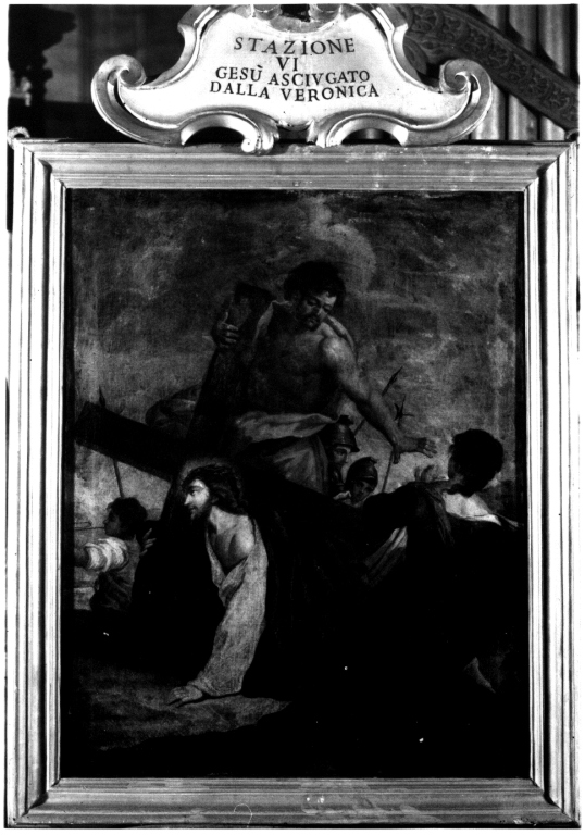 stazione VI: Gesù asciugato dalla Veronica (dipinto) di Grecolini Giovanni Antonio (maniera) - ambito romano (primo quarto sec. XVIII)