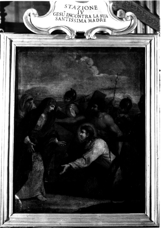 stazione IV: Gesù incontra la Madonna (dipinto) di Grecolini Giovanni Antonio (maniera) - ambito romano (primo quarto sec. XVIII)