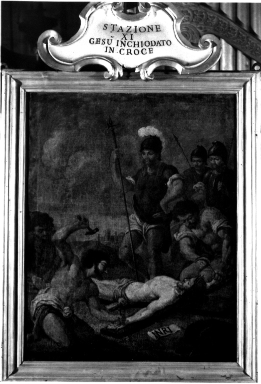 stazione XI: Gesù inchiodato alla croce (dipinto) di Grecolini Giovanni Antonio (maniera) - ambito romano (primo quarto sec. XVIII)