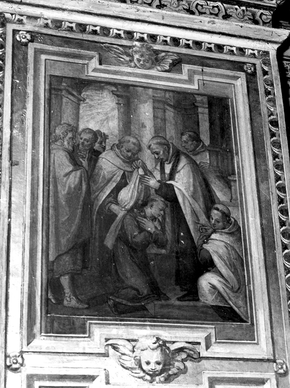 Sant'Angelo viene ordinato sacerdote (dipinto) di Ricci Giovanni Battista (scuola) (sec. XVII)