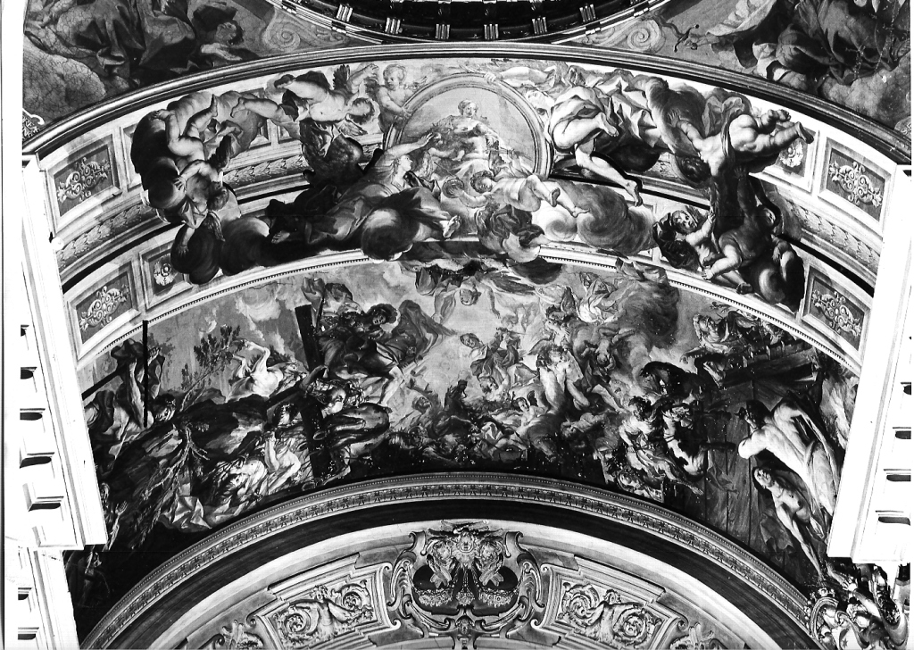 apparizione di Sant'Andrea Corsini durante la battaglia di Anghiari (decorazione pittorica) di Puccini Biagio (sec. XVII)