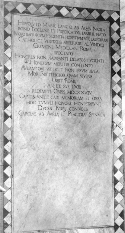 lapide tombale - bottega romana (sec. XVII)