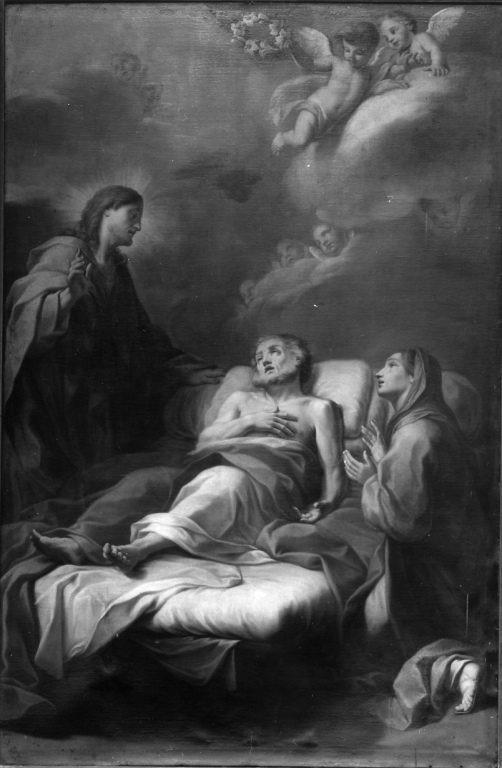 morte di San Giuseppe (dipinto) di Tommasi Giuseppe da Pesaro (secondo quarto sec. XVIII)