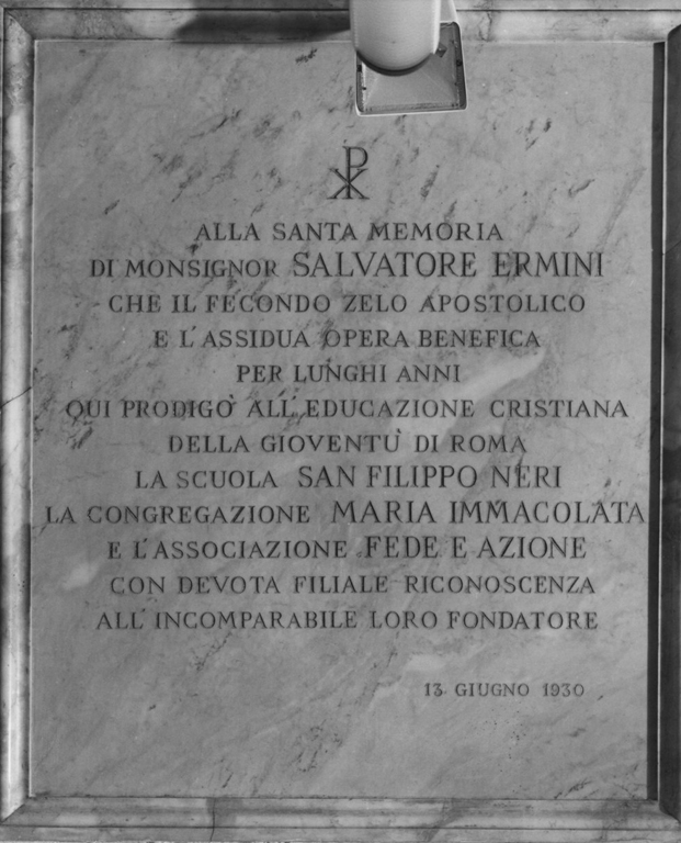 lapide commemorativa, opera isolata - manifattura romana (sec. XX)