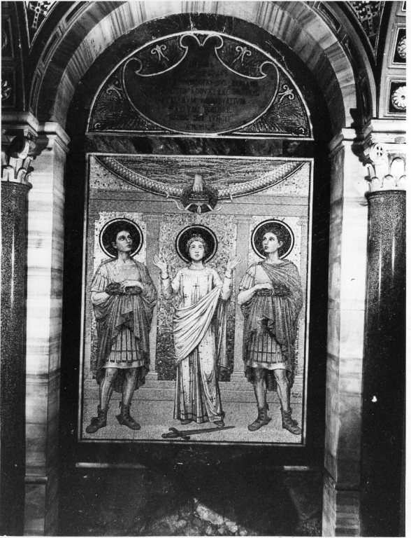 Santa Cecilia, San Valeriano e San Tiburzio (dipinto) di Bravi Giuseppe (secc. XIX/ XX)