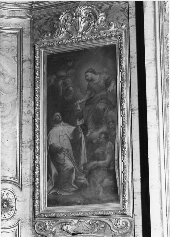 San Giovanni de Matha riceve dalla Madonna il denaro per la redenzione degli schiavi (dipinto) di Casali Andrea (sec. XVIII)