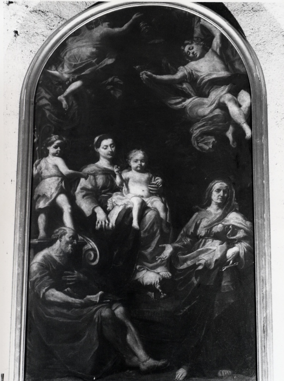Sacra Famiglia con Sant'Anna e San Giovanni Battista bambino (dipinto) di Gherardi Antonio (fine sec. XVII)