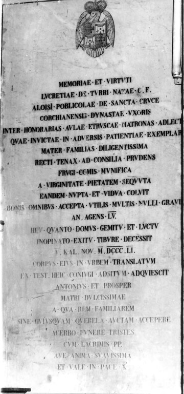 lapide commemorativa - ambito romano (sec. XIX)