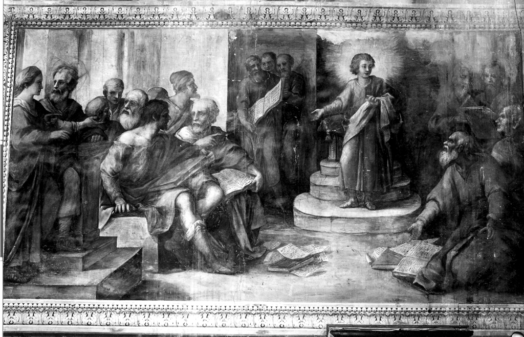 disputa di Gesù con i dottori nel tempio (dipinto) di Montagna Marco Tullio (sec. XVII)