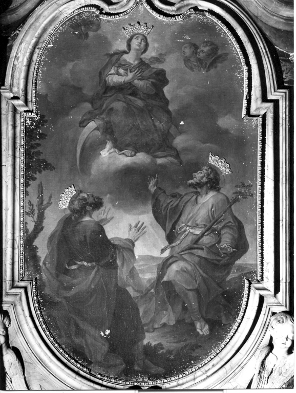 Immacolata Concezione, San Giuseppe e San Gioacchino (dipinto) di Ghezzi Pier Leone (primo quarto sec. XVIII)