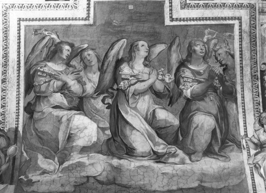 angeli musicanti in gloria (dipinto) di Guerra Giovanni (sec. XVI)