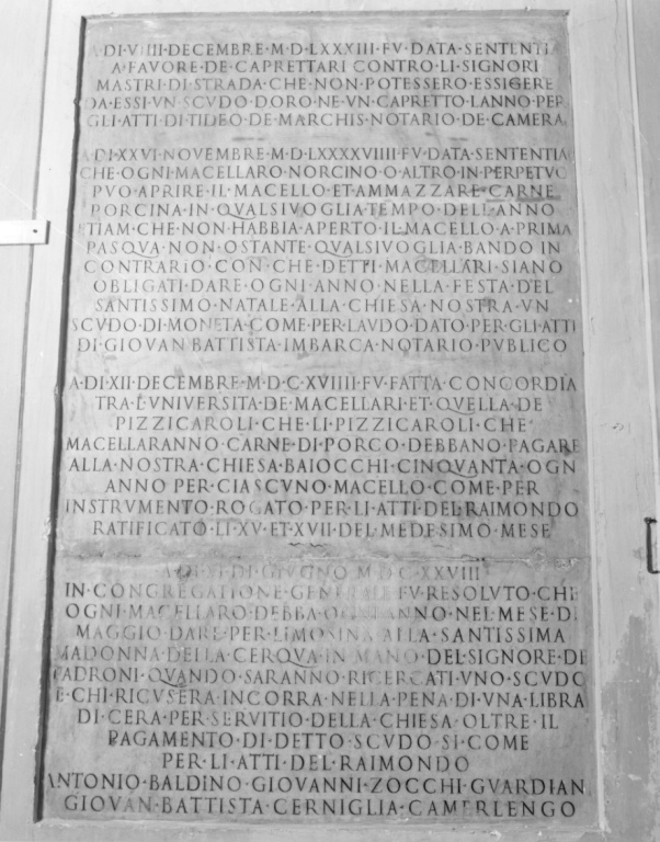 lapide documentaria - ambito romano (sec. XVII)