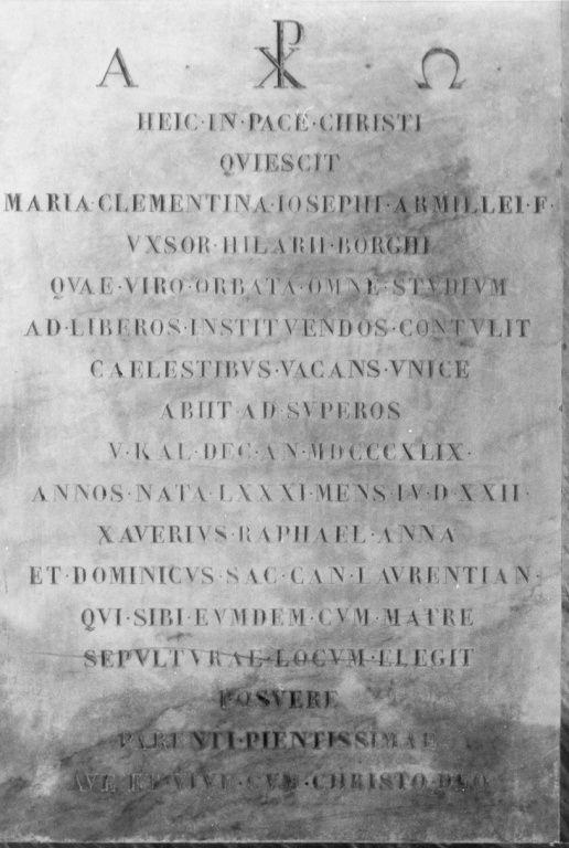 lapide tombale - ambito romano (sec. XIX)