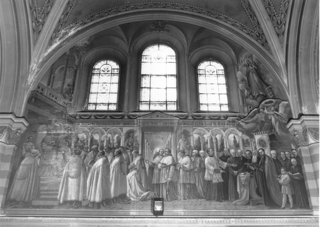 papa Pio IX proclama il dogma dell'Immacolata Concezione (dipinto) di Prayer Mario (sec. XX)