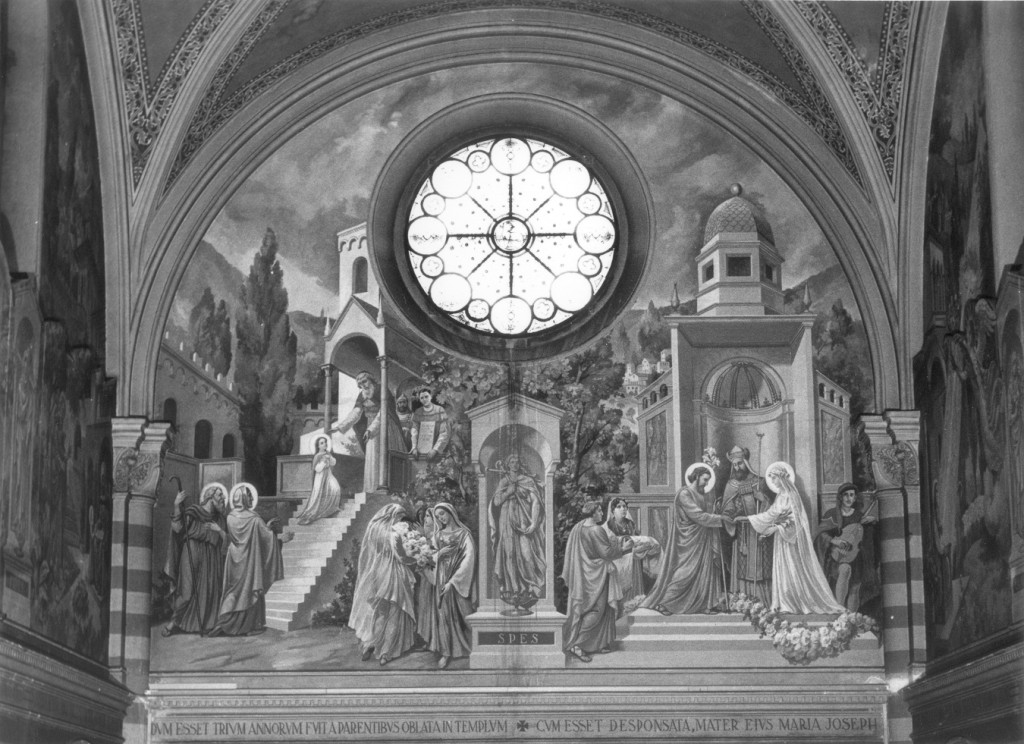 presentazione di Maria Vergine al tempio (dipinto) di Prayer Mario (sec. XX)