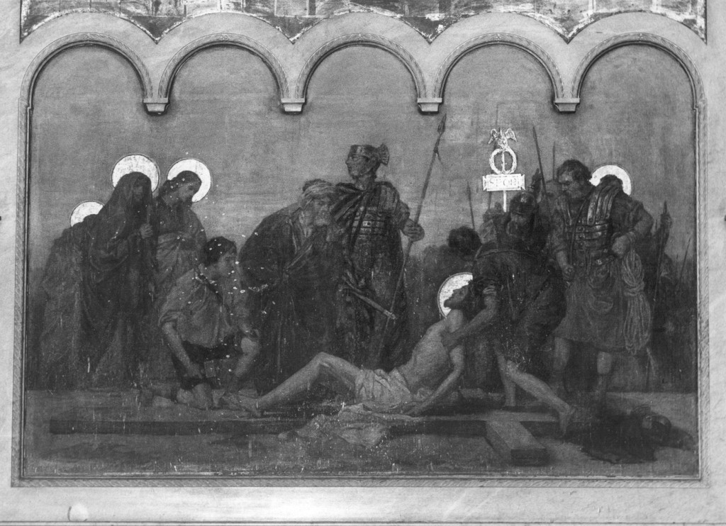 Cristo inchiodato alla croce (dipinto) di Galimberti Silvio (sec. XX)