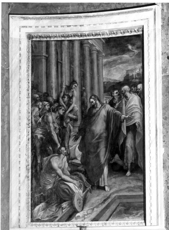 Cristo guarisce il paralitico alla piscina di Bethesda (dipinto) di Muziano Girolamo detto Girolamo da Brescia (sec. XVI)