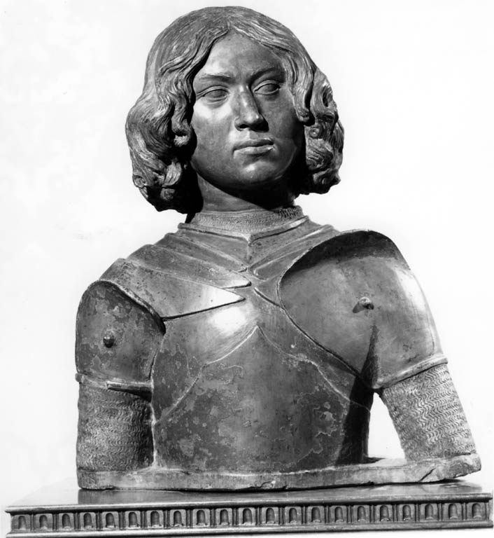 busto di giovane guerriero in armatura (scultura) di Andrea di Francesco di Cione detto Verrocchio (terzo quarto sec. XV)