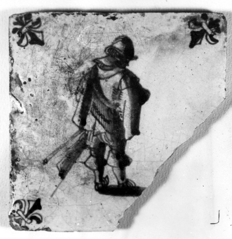 cacciatore (mattonella) - manifattura di Delft (seconda metà sec. XVII)