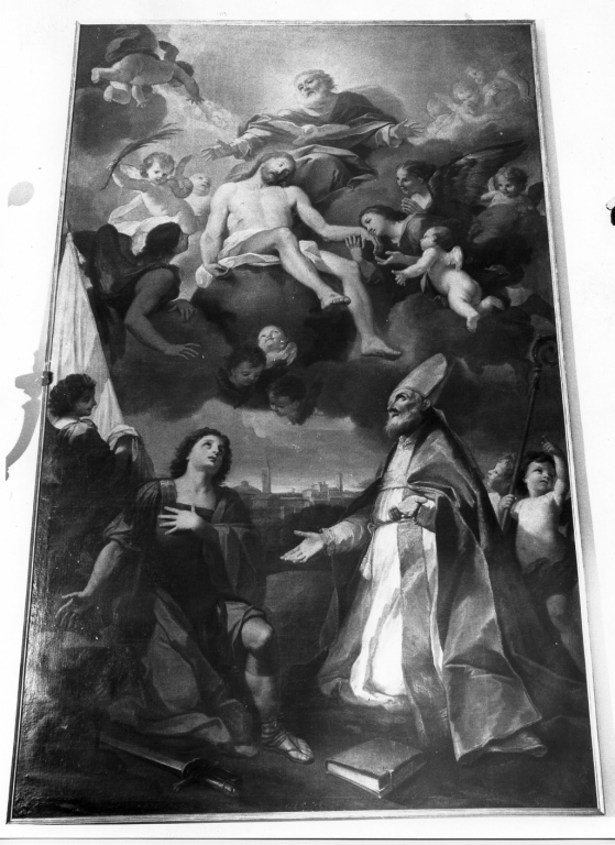 Trinità e i santi Venanzio e Ansuino, Trinità (dipinto) di Garzi Luigi (sec. XVIII)