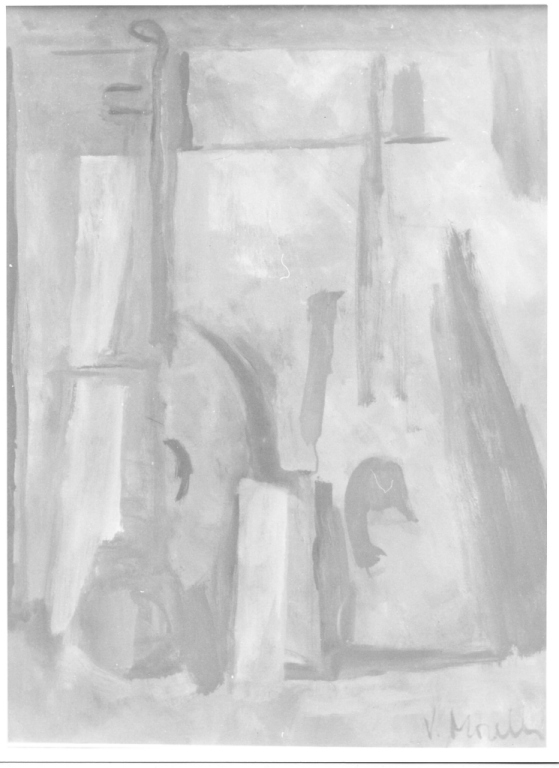 natura morta con liuto (dipinto) di Morelli Vittorio (terzo quarto sec. XX)