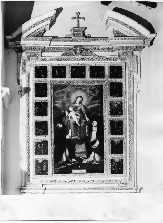 Madonna del Rosario con San Domenico e Santa Caterina, santi e misteri del rosario (dipinto) di Cesari Giuseppe detto Cavalier d'Arpino (sec. XVII)