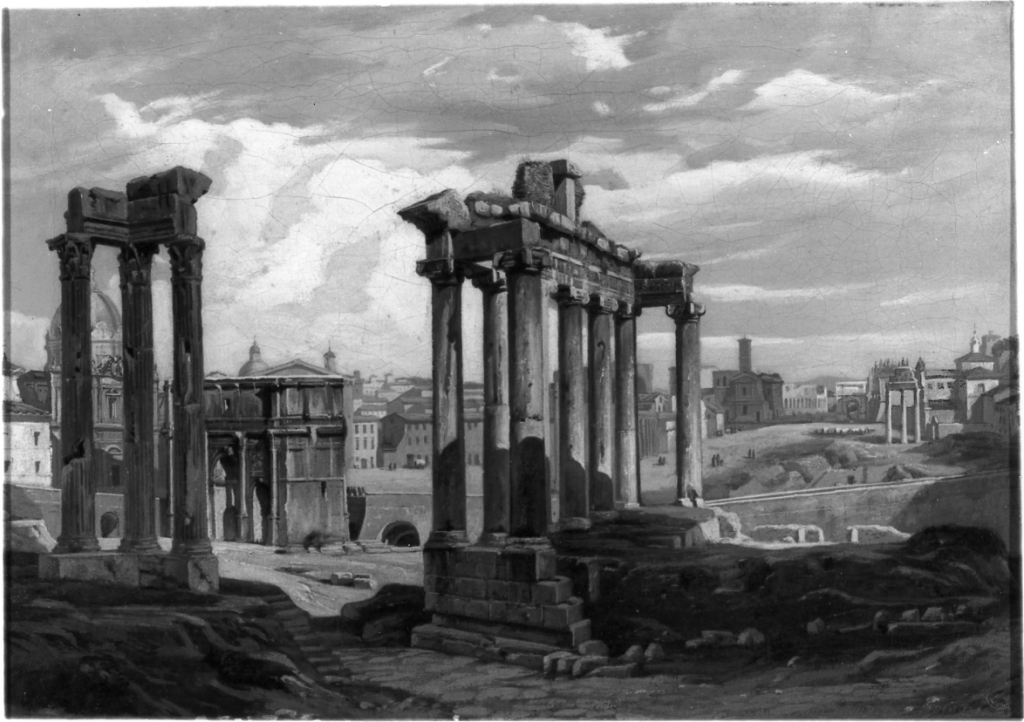 tempio di Saturno nel Foro Romano (dipinto) di Amici Domenico (sec. XIX)