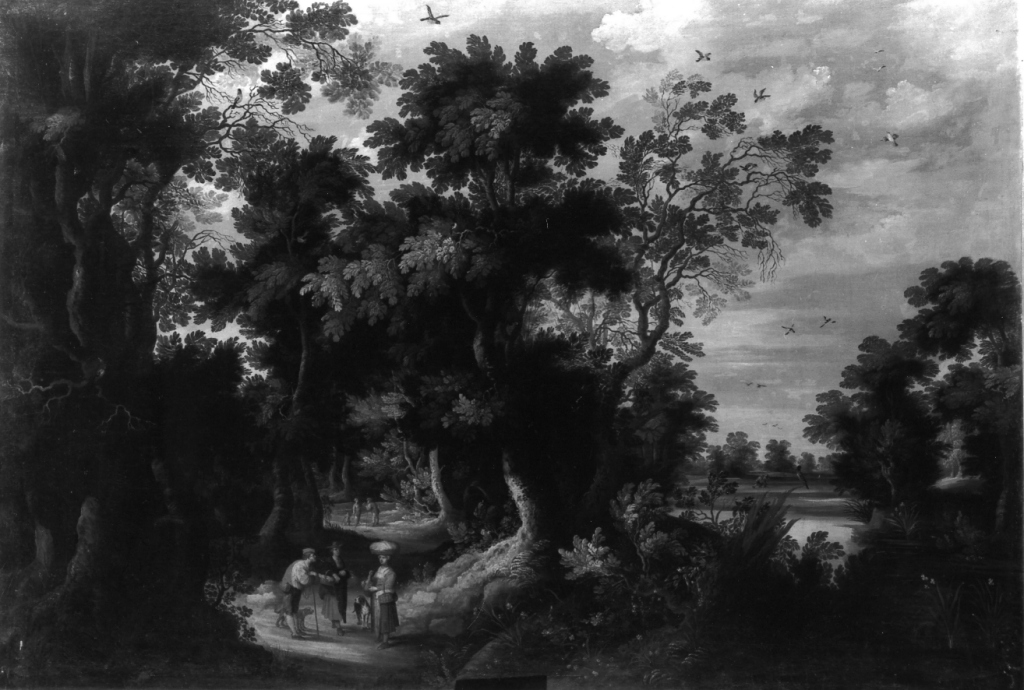 paesaggio con contadini (dipinto) - ambito fiammingo (seconda metà sec. XVI)