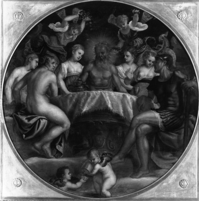 banchetto degli dei (dipinto) di De Renzi Paolo detto Polidoro Veneziano (metà sec. XVI)