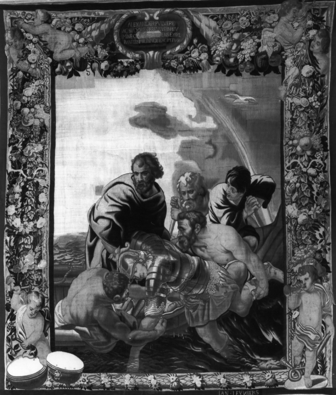 Battaglia d'Isso, Alessandro caduto in acqua (arazzo) di Leyniers Jan - manifattura di Bruxelles (metà sec. XVII)