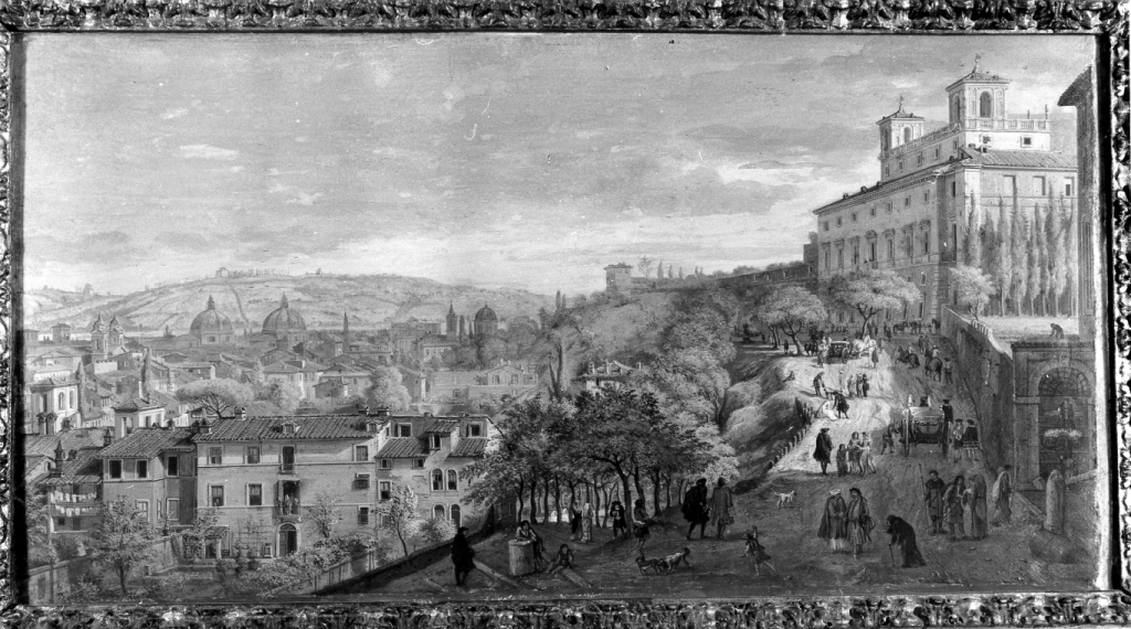 la passeggiata di Villa Medici (dipinto) di Van Wittel Gaspar detto Gaspare Vanvitelli (sec. XVII)