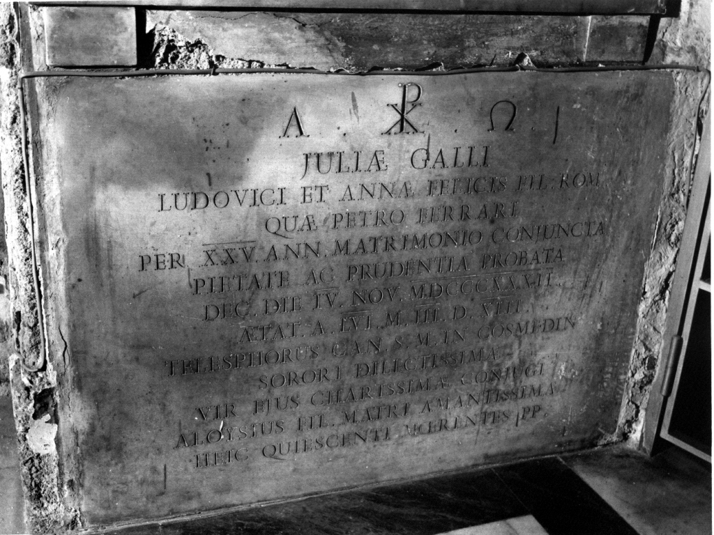 lapide tombale - ambito romano (sec. XIX)