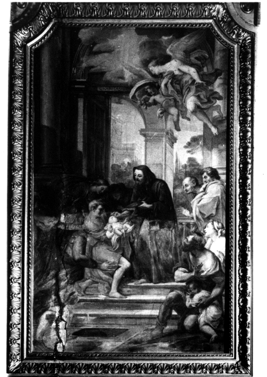 San Francesco di Paola resuscita un fanciullo (dipinto) di Chiari Giuseppe Bartolomeo (fine/inizio secc. XVII/ XVIII)