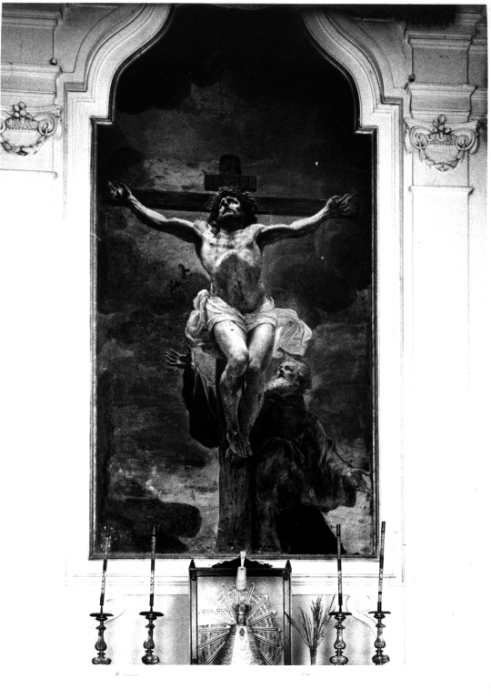 Cristo crocifisso con San Francesco di Paola (dipinto) di Cozza Francesco (sec. XVII)