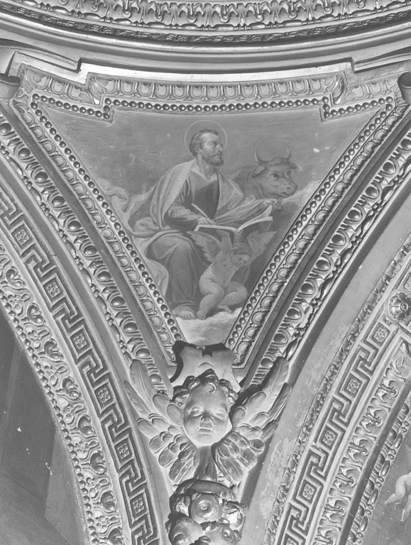San Luca scrive il vangelo (dipinto) di Sozzi Mariano (sec. XIX)